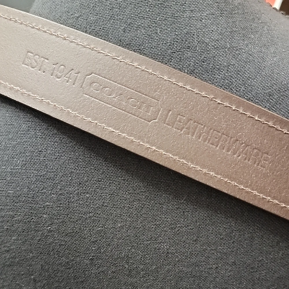 Coach Dark Brown Leather Belt  W 1.5 Satin Silver Steel Roller Buckle No. 90009 - Picture 2 of 10